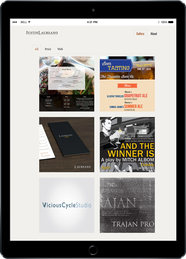 Design Portfolio Tablet View